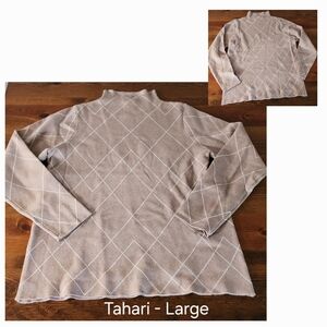 Tahari Light Brown Diamond Knit Sweater